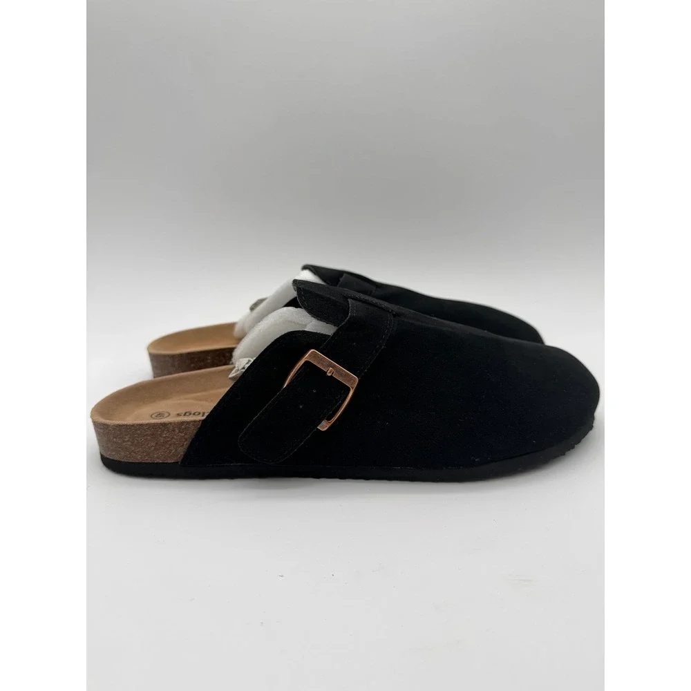 Comfort Clogs Black Suede Slip‎ On Buckle Sandals Mens US 11.5-12 EU 45